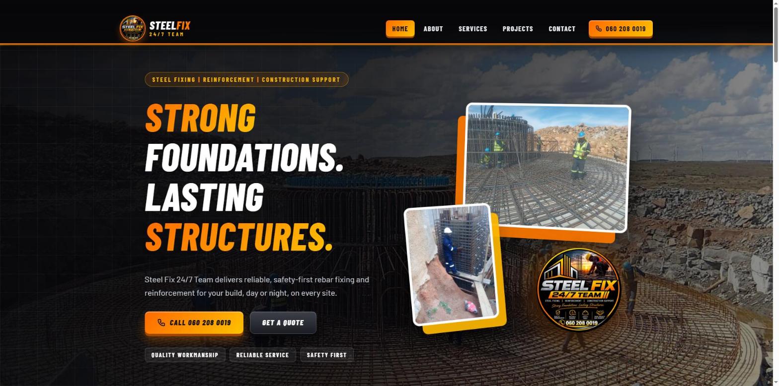 Steel Fix 24/7 Team website homepage